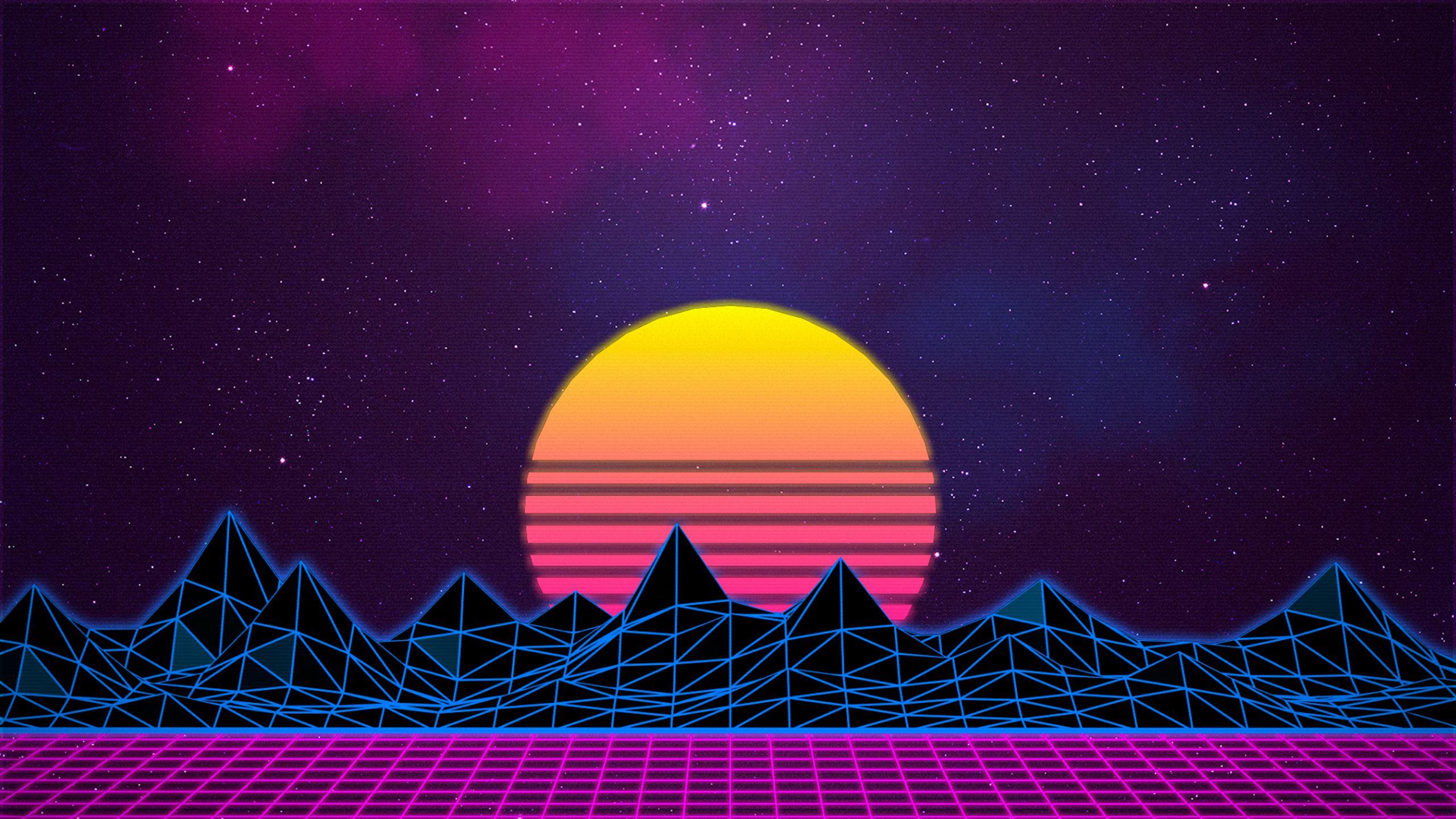 Pingtech-outrun-sunset-4k-wallpapers